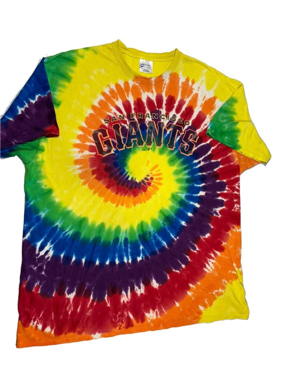 Vintage San Francisco Giants Tie Dye T Shirt MLB Baseball Rainbow Spiral Size L